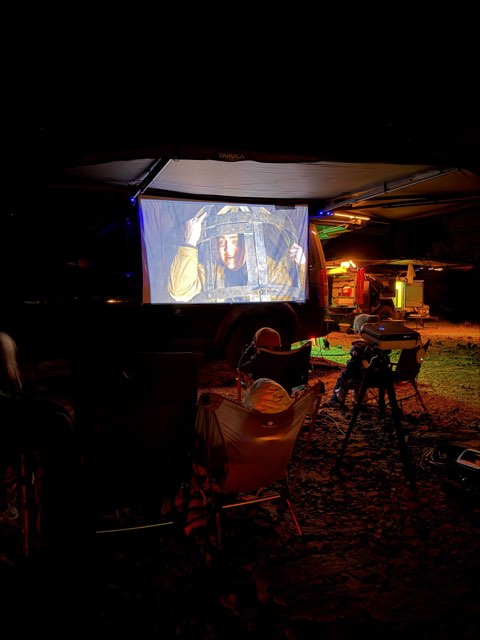 Movie night under the awning