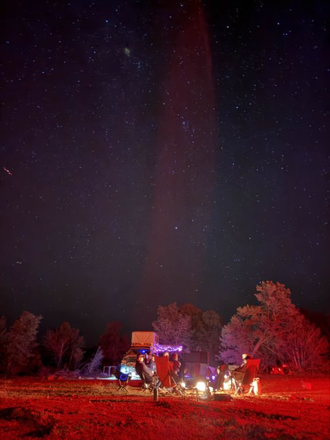 The Milky Way over camp, with the fire still going